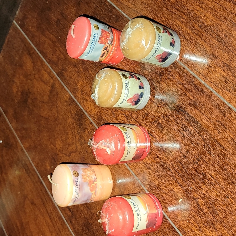 Set of 6 Colonial Candle Votives (4 round, 2 elispe shaped)